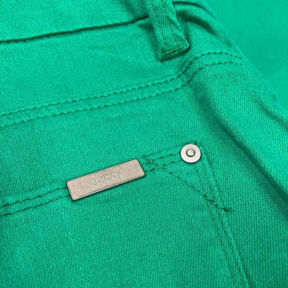 Chico's | So Slimming Girlfriend Crop Jeans High Rise Green Denim Chicos 2/US 12 - Picture 7 of 7